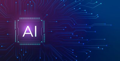 AI technology microchip background digital transformation concept